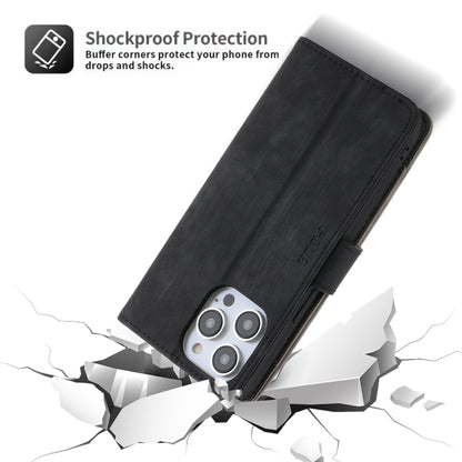 For iPhone 15 Pro Max POLA Dual-color Zipper Wallet RFID Leather Phone Case(Grey Black) by POLA