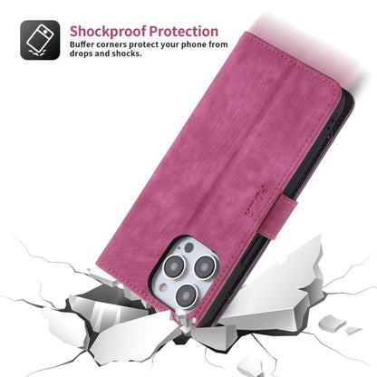 For iPhone 15 Pro POLA Dual-color Zipper Wallet RFID Leather Phone Case(Purple Pink) by POLA