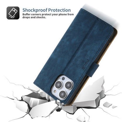 For iPhone 15 Pro POLA Dual-color Zipper Wallet RFID Leather Phone Case(Yellow Blue) by POLA