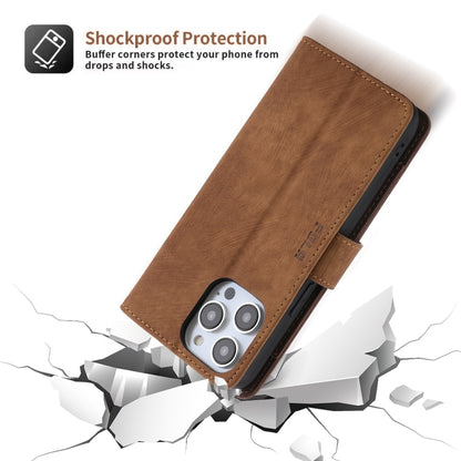 For iPhone 15 Plus POLA Dual-color Zipper Wallet RFID Leather Phone Case(Burgundy Brown) by POLA