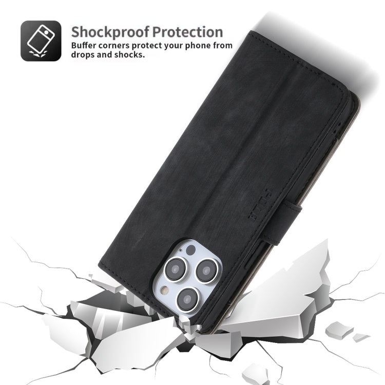 For iPhone 14 Plus POLA Dual-color Zipper Wallet RFID Leather Phone Case(Grey Black) by POLA