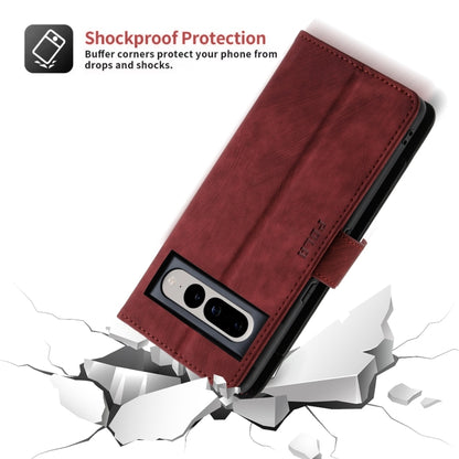 For Google Pixel 7 POLA Dual-color Zipper Wallet RFID Leather Phone Case(Red Black) by POLA