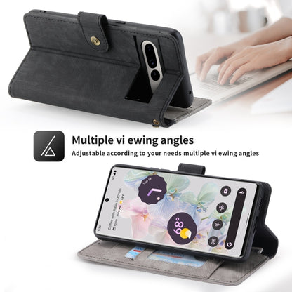 For Google Pixel 7 Pro POLA Dual-color Zipper Wallet RFID Leather Phone Case(Grey Black) by POLA