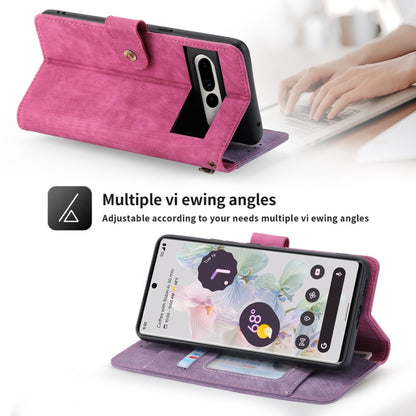 For Google Pixel 7 Pro POLA Dual-color Zipper Wallet RFID Leather Phone Case(Purple Pink) by POLA