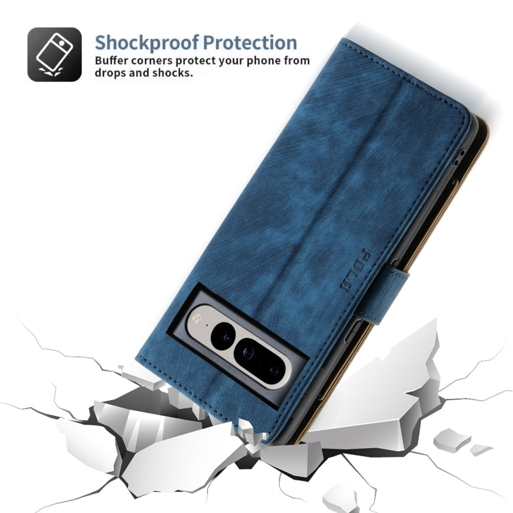 For Google Pixel 7 Pro POLA Dual-color Zipper Wallet RFID Leather Phone Case(Yellow Blue) by POLA