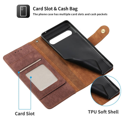 For Google Pixel 7 Pro POLA Dual-color Zipper Wallet RFID Leather Phone Case(Burgundy Brown) by POLA