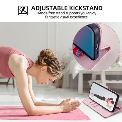 For iPhone 15 Pro Max POLA Crossbody Chain I-Shape Buckle Sequins Leather Phone Case(Rose Gold) by POLA