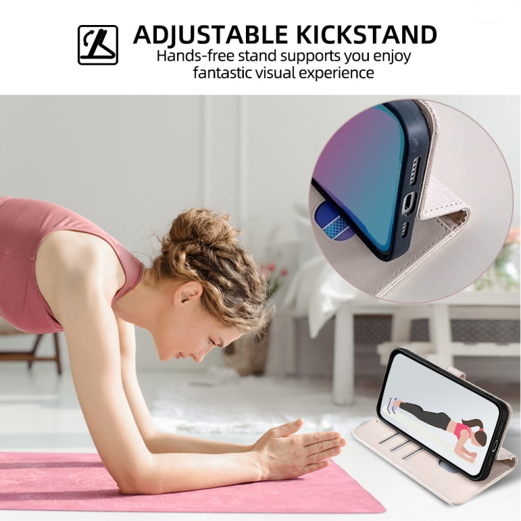 For iPhone 15 Pro Max POLA Crossbody Chain I-Shape Buckle Sequins Leather Phone Case(White) by POLA