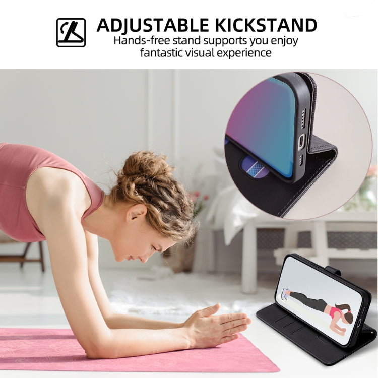 For iPhone 15 Pro Max POLA Crossbody Chain I-Shape Buckle Sequins Leather Phone Case(Black) by POLA