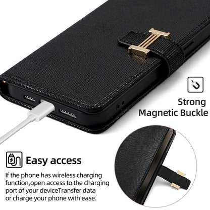 For iPhone 15 Pro POLA Crossbody Chain I-Shape Buckle Sequins Leather Phone Case(Black) by POLA