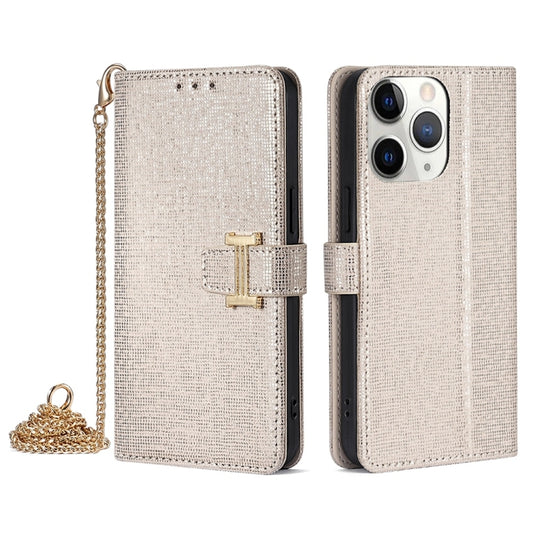 For iPhone 11 Pro Max POLA Crossbody Chain I-Shape Buckle Sequins Leather Phone Case(White) by POLA