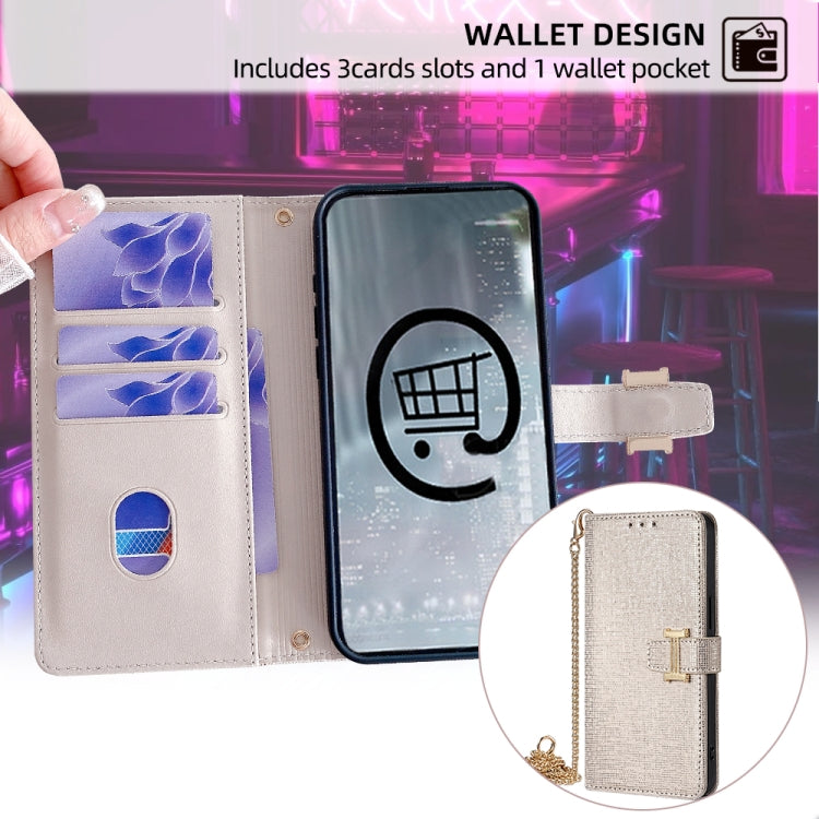 For iPhone 11 Pro Max POLA Crossbody Chain I-Shape Buckle Sequins Leather Phone Case(White) by POLA