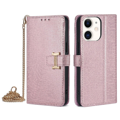 For iPhone 11 POLA Crossbody Chain I-Shape Buckle Sequins Leather Phone Case(Rose Gold) by POLA