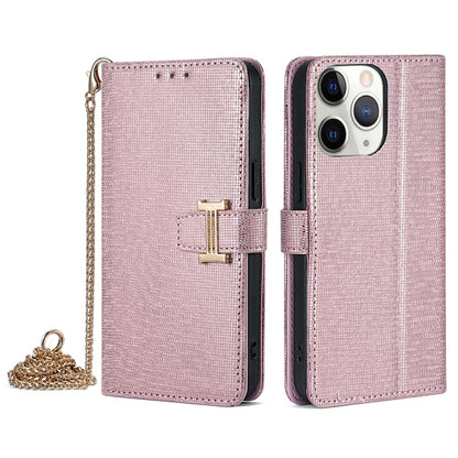 For iPhone 11 Pro POLA Crossbody Chain I-Shape Buckle Sequins Leather Phone Case(Rose Gold) by POLA