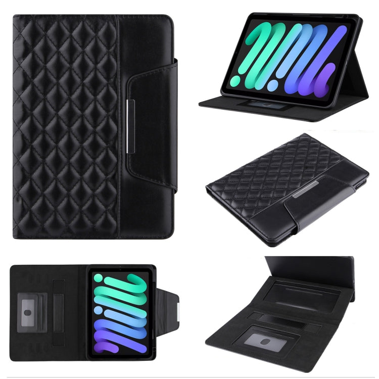 For iPad mini 6 / mini 2024 Diamond Pattern Hardware Buckle Smart Leather Tablet Case(Black) by bashfashion
