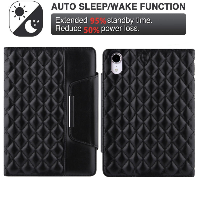 For iPad mini 6 / mini 2024 Diamond Pattern Hardware Buckle Smart Leather Tablet Case(Black) by bashfashion