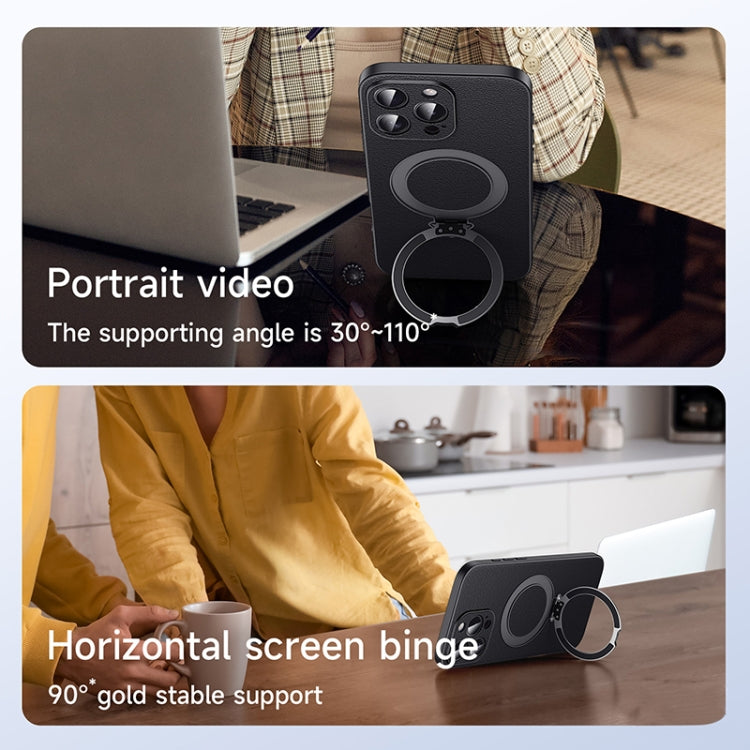 For iPhone 16 Pro SULADA Top Grain Leather MagSafe Magnetic Holder Phone Case(Green) by SULADA