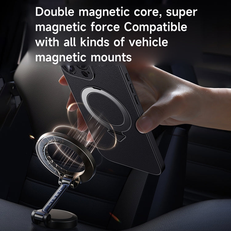 For iPhone 16 Pro SULADA Top Grain Leather MagSafe Magnetic Holder Phone Case(Green) by SULADA