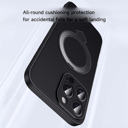 For iPhone 16 Pro SULADA Top Grain Leather MagSafe Magnetic Holder Phone Case(Black) by SULADA