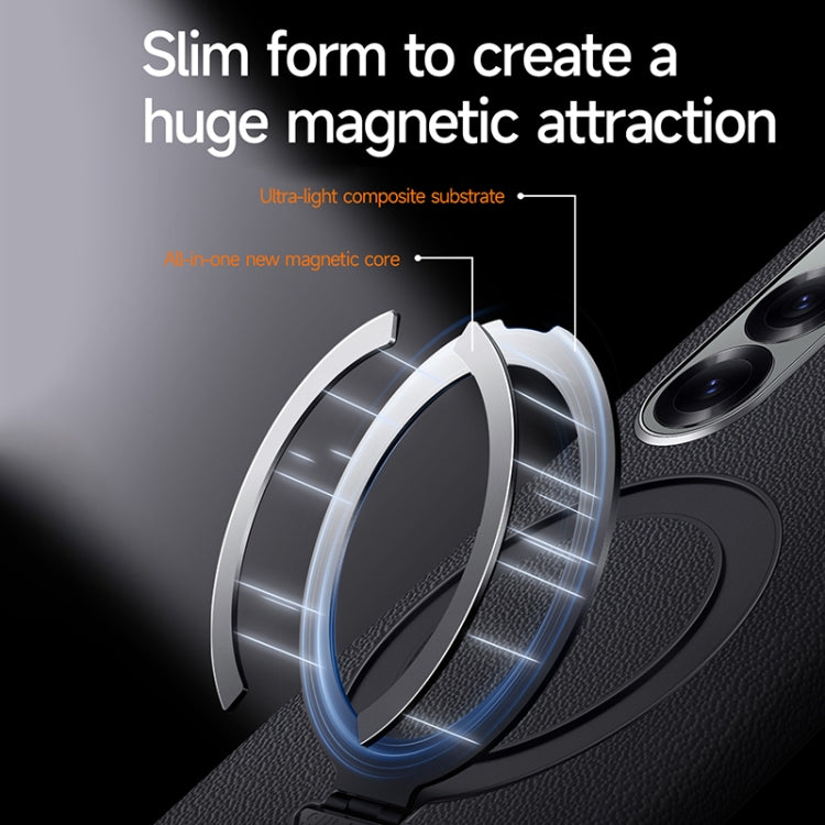 For Samsung Galaxy Z Fold 5 SULADA Top Grain Leather MagSafe Magnetic Holder Phone Case(Brown) by SULADA