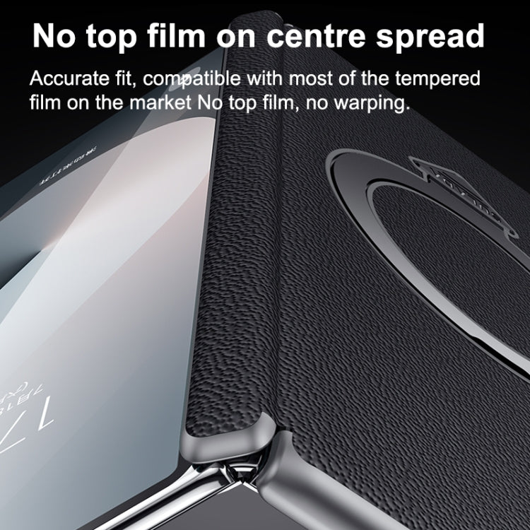 For Samsung Galaxy Z Fold 6 SULADA Top Grain Leather MagSafe Magnetic Holder Phone Case(Black) by SULADA