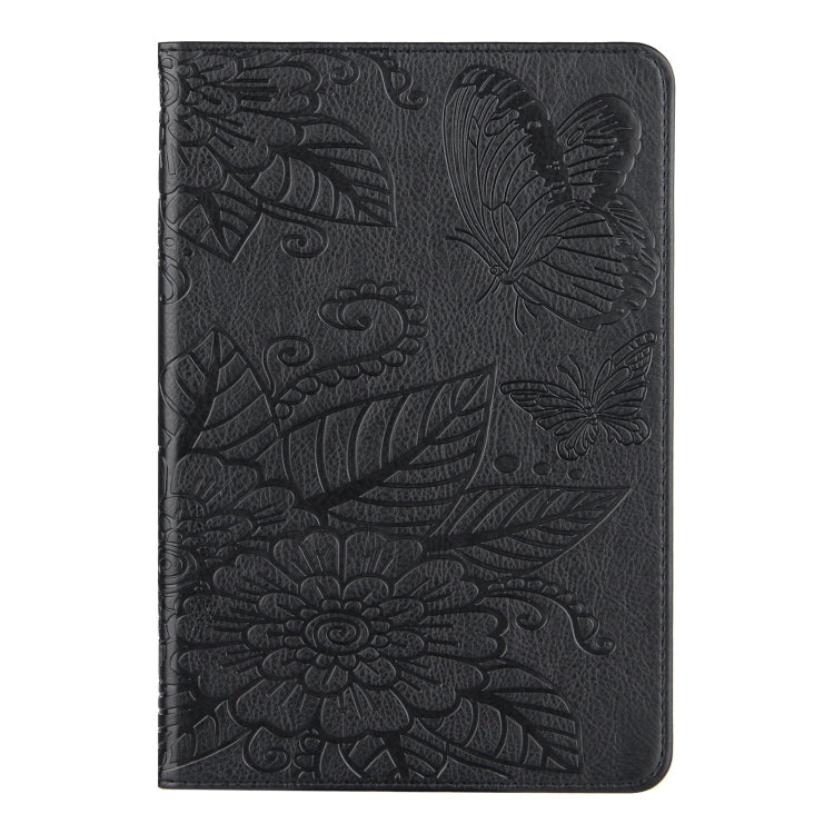 For iPad mini 6 / mini 2024 Butterfly Love Flower Embossed Leather Smart Tablet Case(Black) by bashfashion