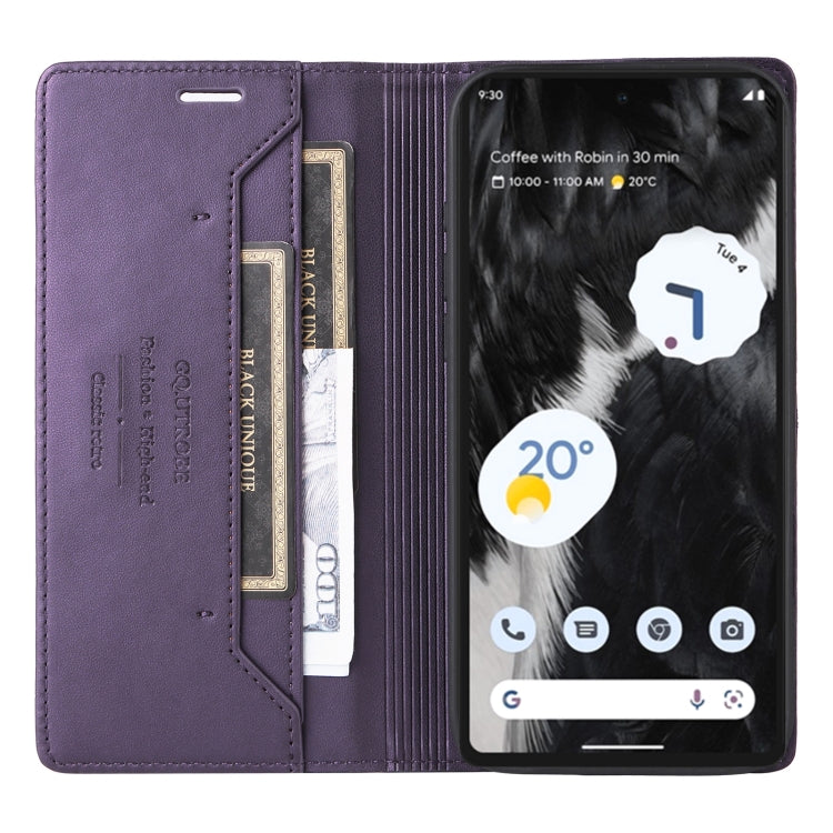 For Google Pixel 7 GQUTROBE G01 RFID Anti-theft Leather Phone Case(Purple) by GQUTROBE