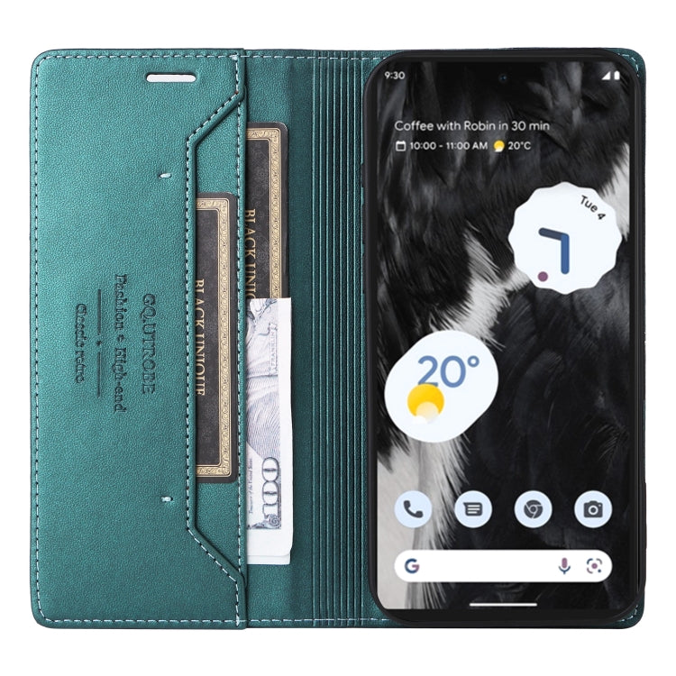 For Google Pixel 7 GQUTROBE G01 RFID Anti-theft Leather Phone Case(Green) by GQUTROBE