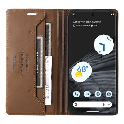 For Google Pixel 7 Pro GQUTROBE G01 RFID Anti-theft Leather Phone Case(Brown) by GQUTROBE