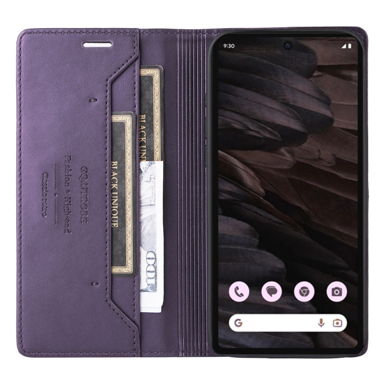 For Google Pixel 7a GQUTROBE G01 RFID Anti-theft Leather Phone Case(Purple) by GQUTROBE