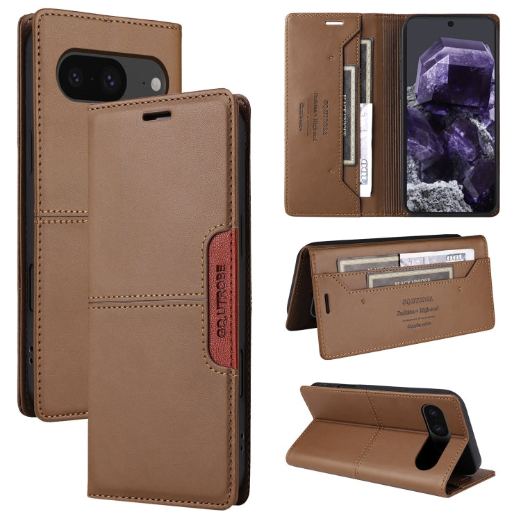 For Google Pixel 8 GQUTROBE G01 RFID Anti-theft Leather Phone Case(Brown) by GQUTROBE