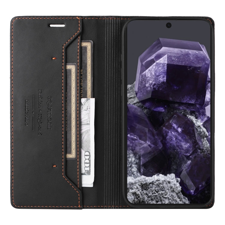 For Google Pixel 8 GQUTROBE G01 RFID Anti-theft Leather Phone Case(Black) by GQUTROBE