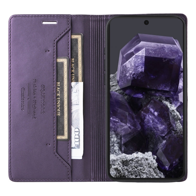 For Google Pixel 8 GQUTROBE G01 RFID Anti-theft Leather Phone Case(Purple) by GQUTROBE