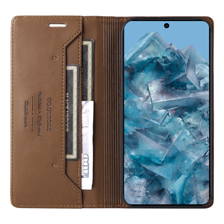 For Google Pixel 8 Pro GQUTROBE G01 RFID Anti-theft Leather Phone Case(Brown) by GQUTROBE