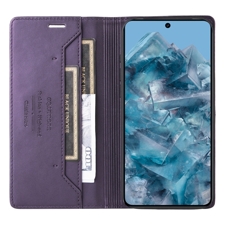 For Google Pixel 8 Pro GQUTROBE G01 RFID Anti-theft Leather Phone Case(Purple) by GQUTROBE
