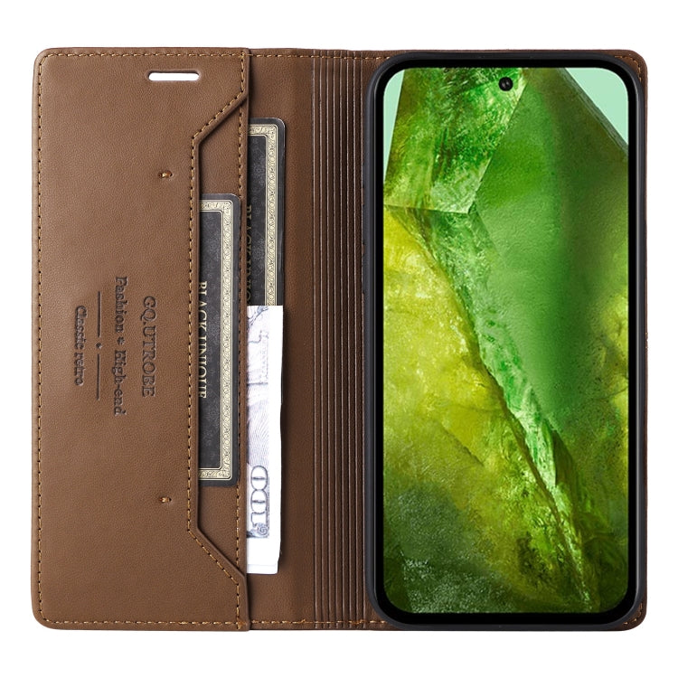 For Google Pixel 8a GQUTROBE G01 RFID Anti-theft Leather Phone Case(Brown) by GQUTROBE