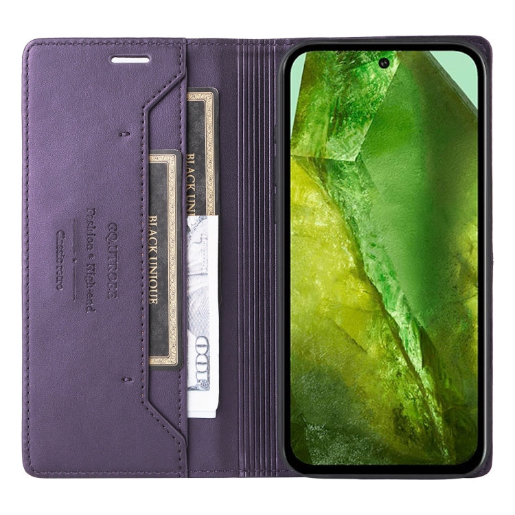 For Google Pixel 8a GQUTROBE G01 RFID Anti-theft Leather Phone Case(Purple) by GQUTROBE