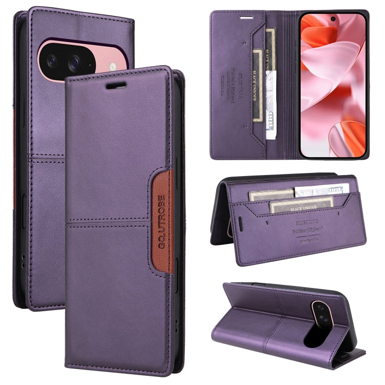 For Google Pixel 9 / 9 Pro GQUTROBE G01 RFID Anti-theft Leather Phone Case(Purple) by GQUTROBE