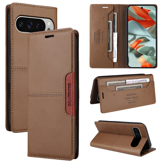 For Google Pixel 9 Pro XL GQUTROBE G01 RFID Anti-theft Leather Phone Case(Brown) by GQUTROBE