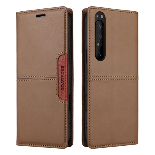 For Sony Xperia 1 II GQUTROBE G01 RFID Anti-theft Leather Phone Case(Brown) by GQUTROBE