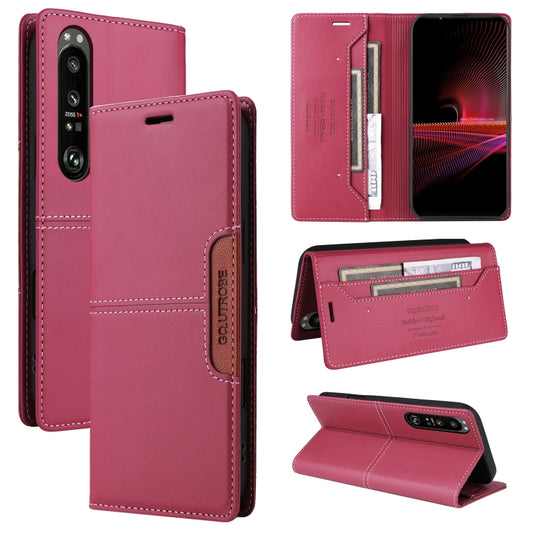 For Sony Xperia 1 III GQUTROBE G01 RFID Anti-theft Leather Phone Case(Red) by GQUTROBE