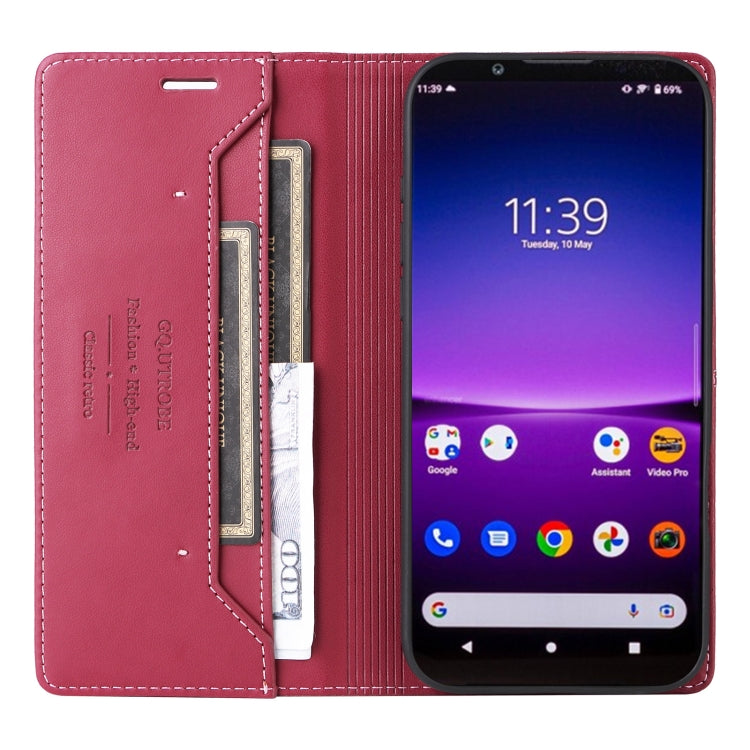 For Sony Xperia 1 IV GQUTROBE G01 RFID Anti-theft Leather Phone Case(Red) by GQUTROBE