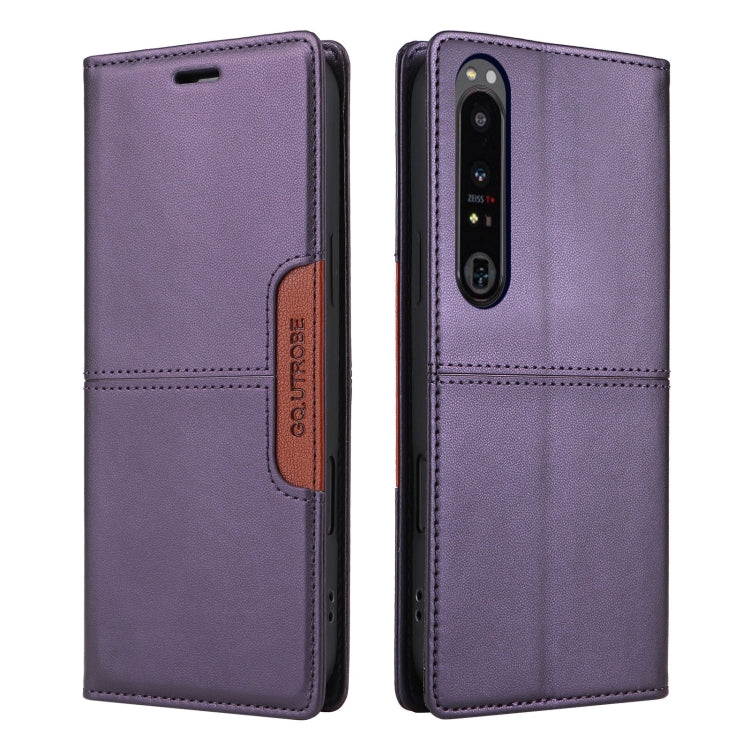 For Sony Xperia 1 IV GQUTROBE G01 RFID Anti-theft Leather Phone Case(Purple) by GQUTROBE