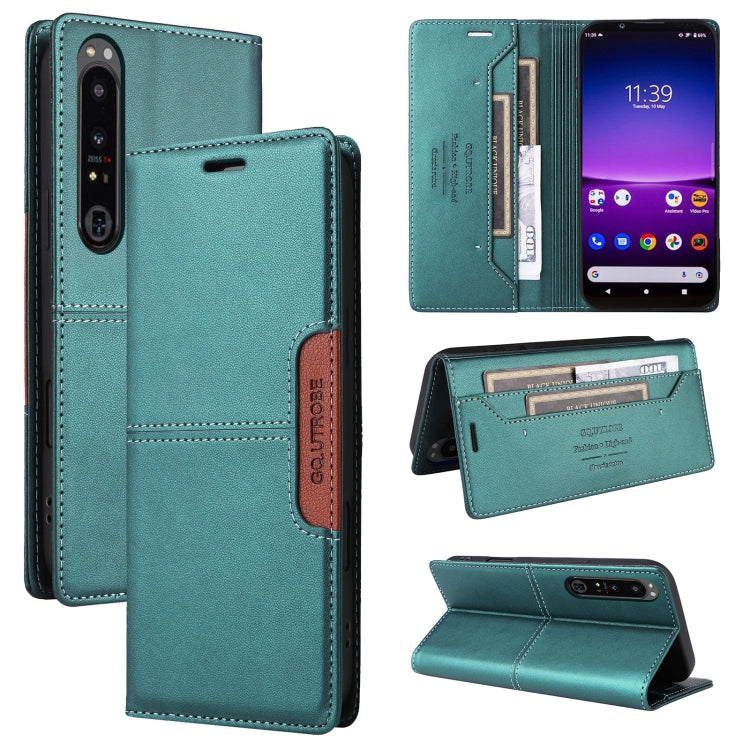 For Sony Xperia 1 IV GQUTROBE G01 RFID Anti-theft Leather Phone Case(Green) by GQUTROBE
