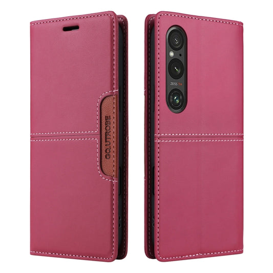 For Sony Xperia 1 V GQUTROBE G01 RFID Anti-theft Leather Phone Case(Red) by GQUTROBE