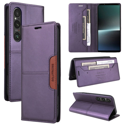 For Sony Xperia 1 V GQUTROBE G01 RFID Anti-theft Leather Phone Case(Purple) by GQUTROBE