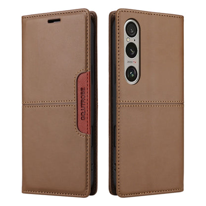 For Sony Xperia 1 VI GQUTROBE G01 RFID Anti-theft Leather Phone Case(Brown) by GQUTROBE