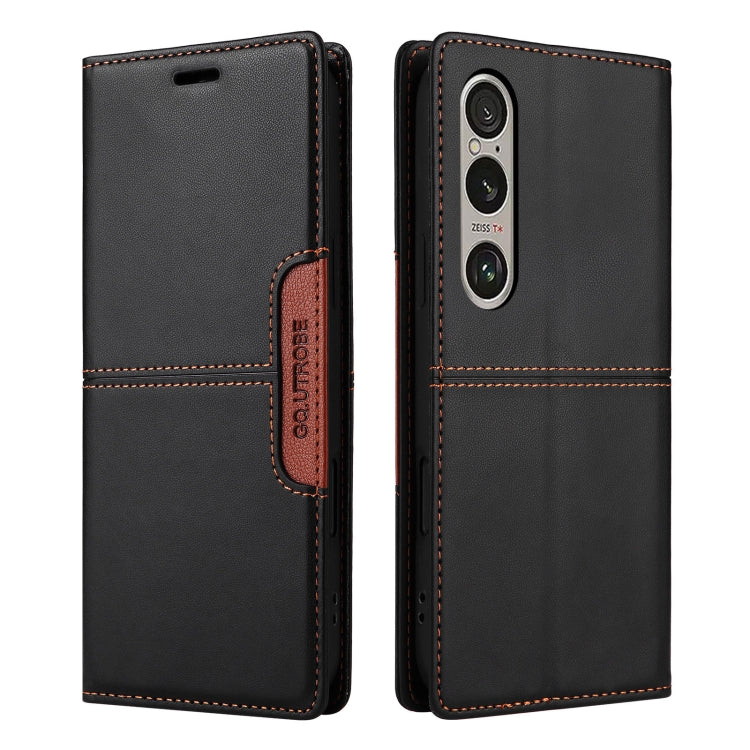 For Sony Xperia 1 VI GQUTROBE G01 RFID Anti-theft Leather Phone Case(Black) by GQUTROBE
