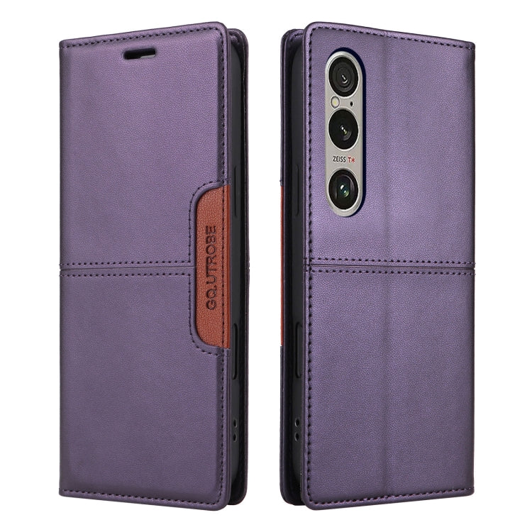 For Sony Xperia 1 VI GQUTROBE G01 RFID Anti-theft Leather Phone Case(Purple) by GQUTROBE