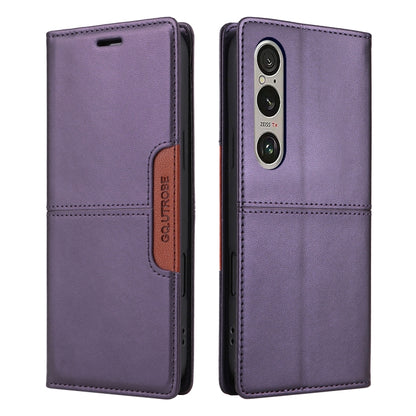 For Sony Xperia 1 VI GQUTROBE G01 RFID Anti-theft Leather Phone Case(Purple) by GQUTROBE